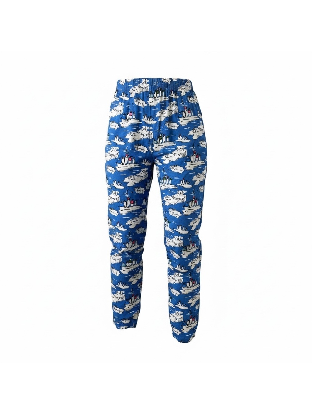 Lands' End Men Flannel Pajama Pants Cobalt Blue Holiday Penguins- Size 3XLT -NWT